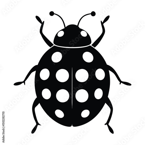A charming ladybug, delicately detailed in black and white, showcasing simple elegance and symbolic purity