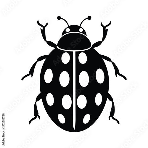 A charming ladybug, delicately detailed in black and white, showcasing simple elegance and symbolic purity