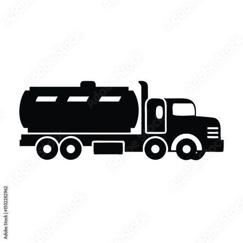 Silhouette of Tanker Truck in Black