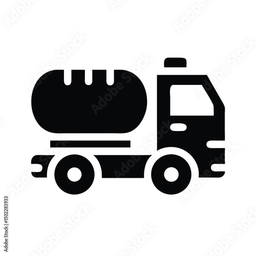 Tanker Truck Silhouette in Flat Style