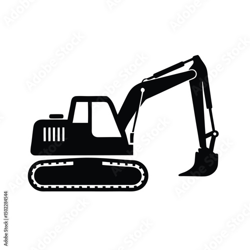 Creative excavator illustration, Construction excavator silhouette vector illustration isolated on a white background, bulldozer excavator isolated on white