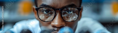 Focused, attentive researcher in lab