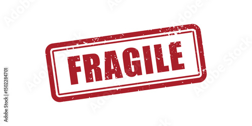 Fragile Label On White Background With Red Stamp