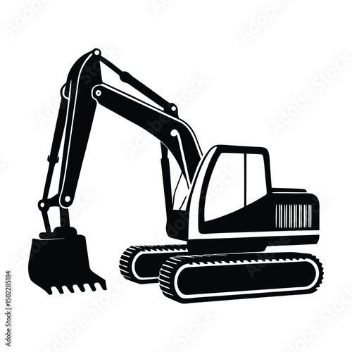 Creative excavator illustration, Construction excavator silhouette vector illustration isolated on a white background, bulldozer excavator isolated on white