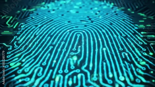 Digital fingerprint scanner with high technology. the scan with the circuit that shows the detail