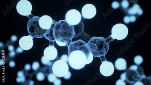 Abstract molecular structure glowing in dark blue hue