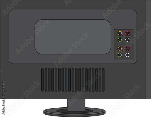 Backside Television Black TV Back Vector