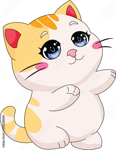 Cute Cat Standing On  Hind Legs Cartoon Vector
