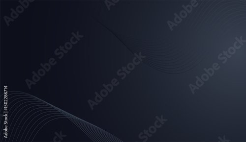 Sophisticated Navy Blue Gradient Backdrop with Subtle Wavy Lines, Perfect for Tech, Business, or Creative Projects Requiring a Modern, Understated Aesthetic