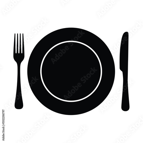 Minimalist Place Setting Silhouette vector Art & Illustration