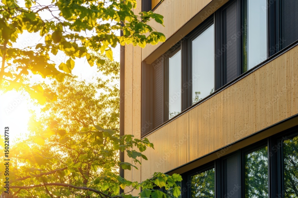 © Laongdaow Duangkaew - Construction of green certified building with sustainable materials and energy-efficient architectural design under natural light, perfect for eco-friendly development themes