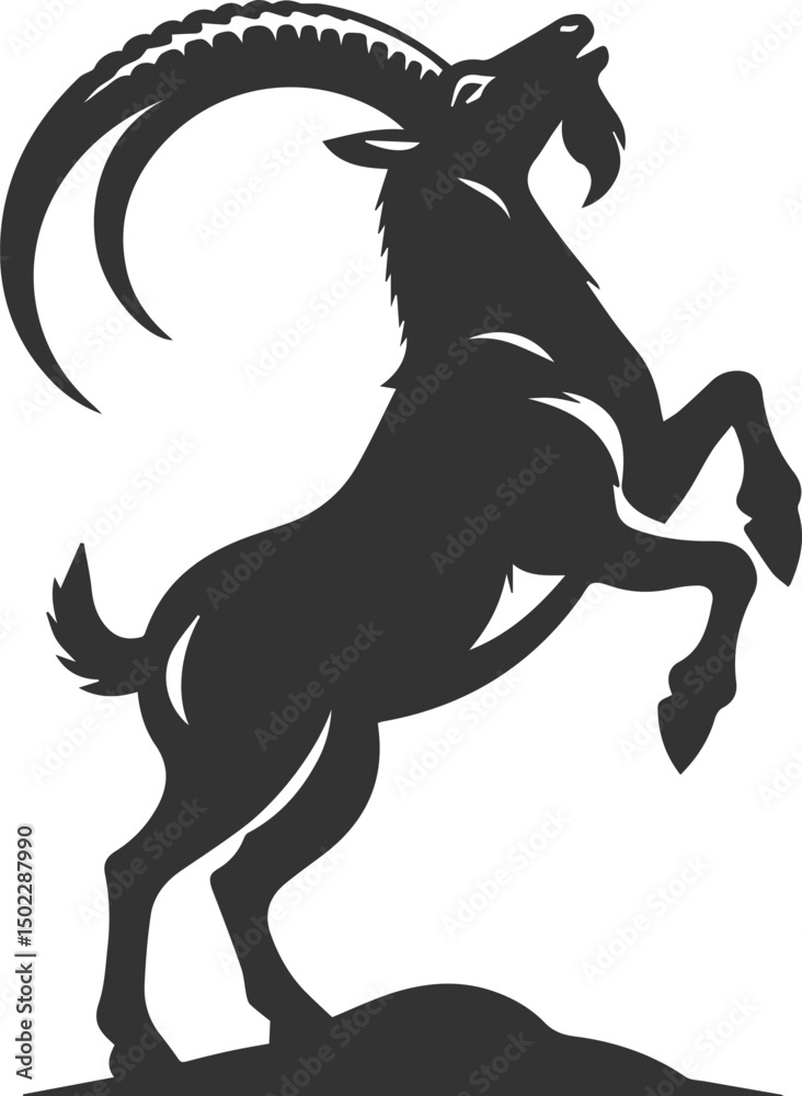 Fototapeta premium Silhouette of a ibex goat vector animal drawing