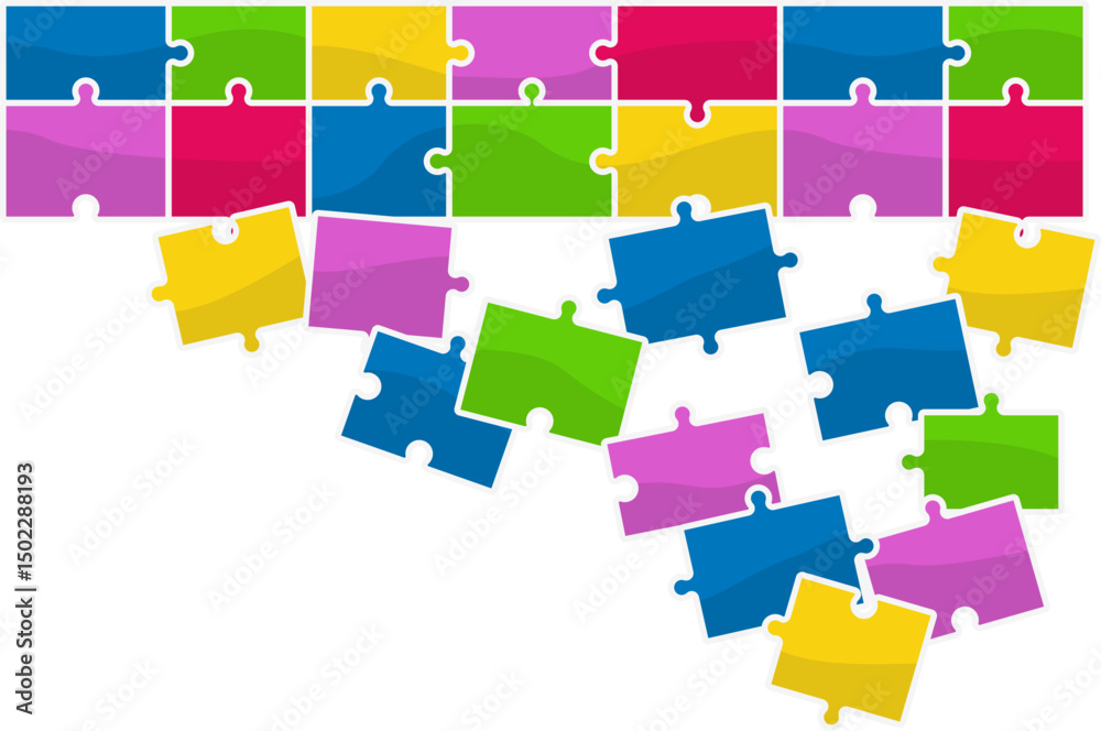 Fototapeta premium Puzzle Jigsaw Border Illustration