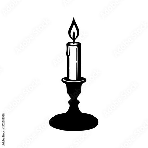 Elegant Candle with Warm Glow | Minimalist Candlelight Ambience Stock Image