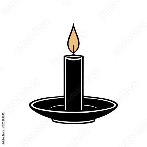 Elegant Candle with Warm Glow | Minimalist Candlelight Ambience Stock Image