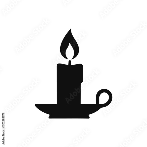Elegant Candle with Warm Glow | Minimalist Candlelight Ambience Stock Image