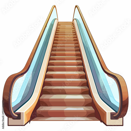 escalator in a building on white 