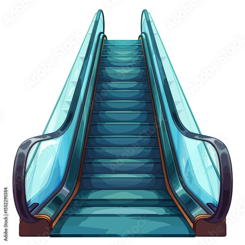escalator in a modern building on white 