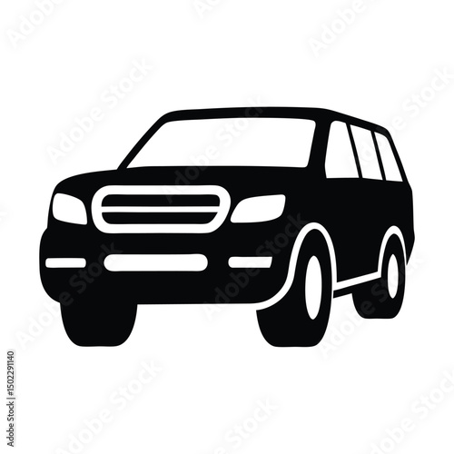 Car vector icon with black color, Sleek Minimalist Black Sports Car Silhouette Logo Vector Illustration