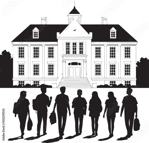 Kids with Backpacks Silhouette Design

School Bus Arriving Vector Scene

Teacher and Students Classroom Silhouette

School Supplies Collection Vector Art

Children Walking to School Silhouette