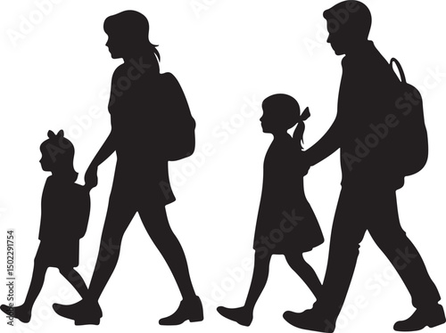 Kids with Backpacks Silhouette Design

School Bus Arriving Vector Scene

Teacher and Students Classroom Silhouette

School Supplies Collection Vector Art

Children Walking to School Silhouette