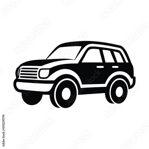 Car vector icon with black color, Sleek Minimalist Black Sports Car Silhouette Logo Vector Illustration