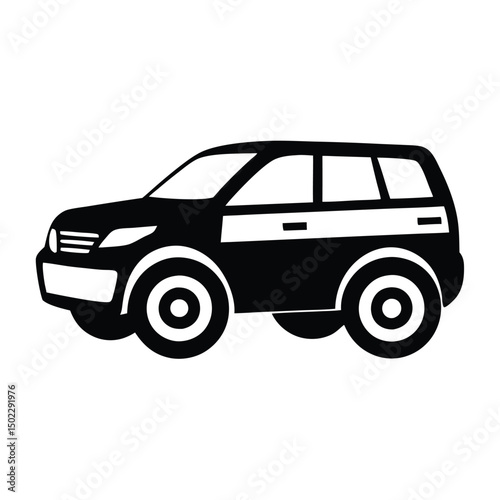 Car vector icon with black color, Sleek Minimalist Black Sports Car Silhouette Logo Vector Illustration