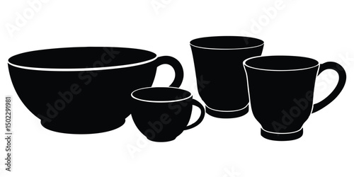 set of cups isolated on white