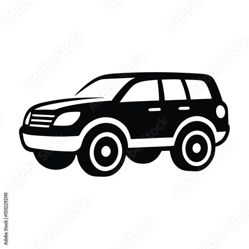 Car vector icon with black color, Sleek Minimalist Black Sports Car Silhouette Logo Vector Illustration