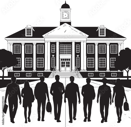 Kids with Backpacks Silhouette Design

School Bus Arriving Vector Scene

Teacher and Students Classroom Silhouette

School Supplies Collection Vector Art

Children Walking to School Silhouette