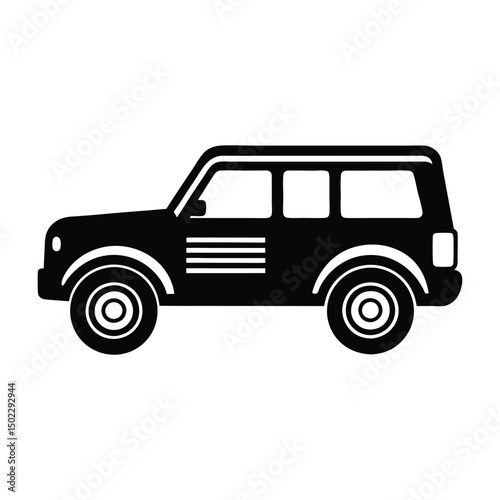 Car vector icon with black color, Sleek Minimalist Black Sports Car Silhouette Logo Vector Illustration
