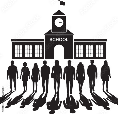 Kids with Backpacks Silhouette Design

School Bus Arriving Vector Scene

Teacher and Students Classroom Silhouette

School Supplies Collection Vector Art

Children Walking to School Silhouette