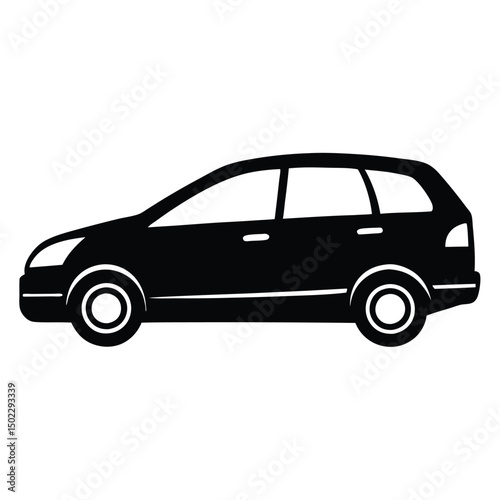 Car vector icon with black color, Sleek Minimalist Black Sports Car Silhouette Logo Vector Illustration