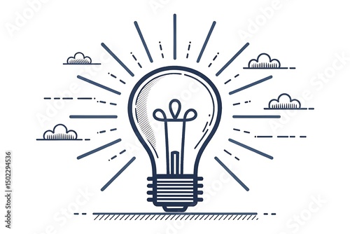 Lightbulb with Rays icon Symbolizes a bright idea or clear thinking, sharpness or enlightenment.