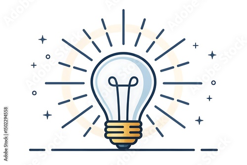 Lightbulb with Rays icon Symbolizes a bright idea or clear thinking, sharpness or enlightenment.