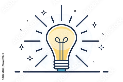 Lightbulb with Rays icon Symbolizes a bright idea or clear thinking, sharpness or enlightenment.