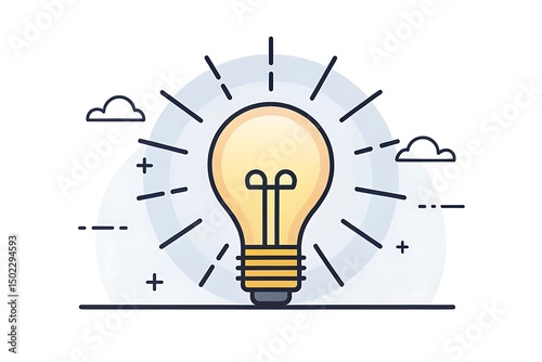 Lightbulb with Rays icon Symbolizes a bright idea or clear thinking, sharpness or enlightenment.