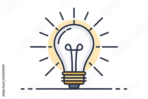Lightbulb with Rays icon Symbolizes a bright idea or clear thinking, sharpness or enlightenment.