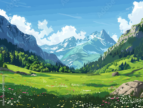 Illustration of hill landscape 