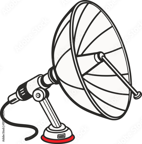 Retro Satellite Dish Vector Illustration – Communication Technology Icon