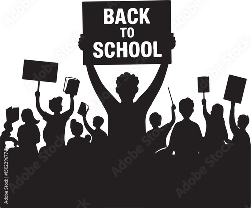 Kids with Backpacks Silhouette Design

School Bus Arriving Vector Scene

Teacher and Students Classroom Silhouette

School Supplies Collection Vector Art

Children Walking to School Silhouette
