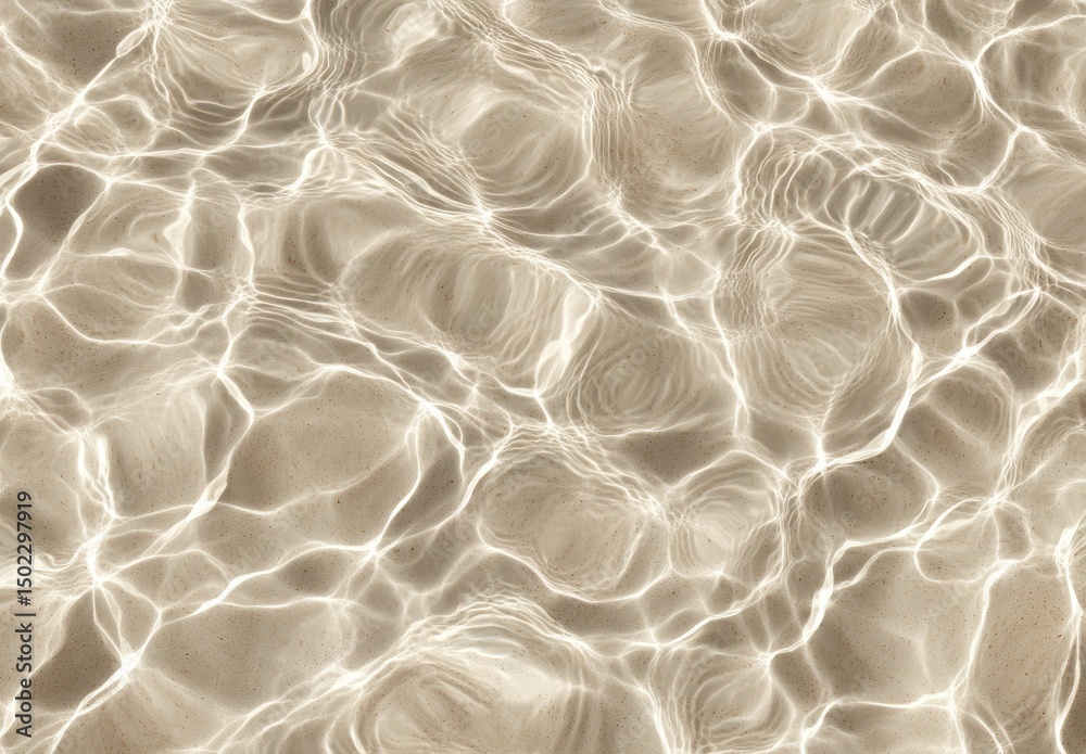 Obraz premium Abstract beige water texture with light refractions creating a swirling, rippled pattern