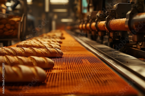 Automated bread production line showcases freshly baked baguette processing