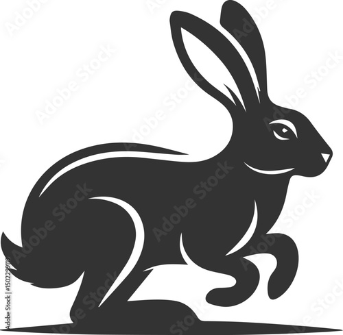 Cute animal hare rabbit vector drawing silhouette