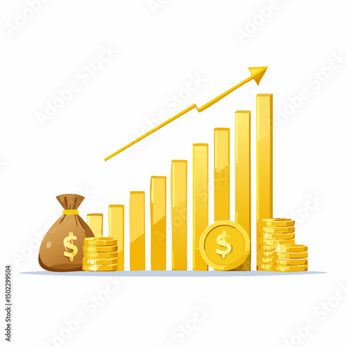Gold Bar Graph Showing Financial Growth