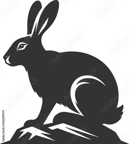 Cute animal hare rabbit vector drawing silhouette