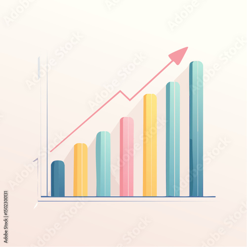 Pastel Bar Graph Showing Positive Growth Trend