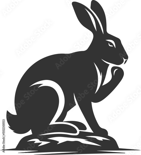 Cute animal hare rabbit vector drawing silhouette