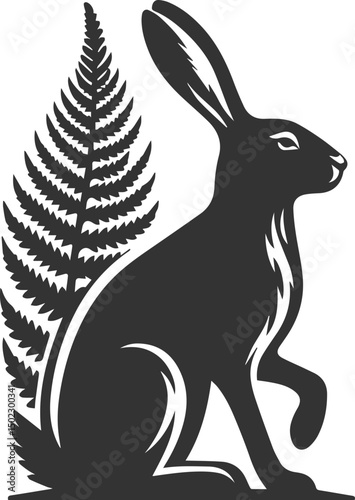 Cute animal hare rabbit vector drawing silhouette