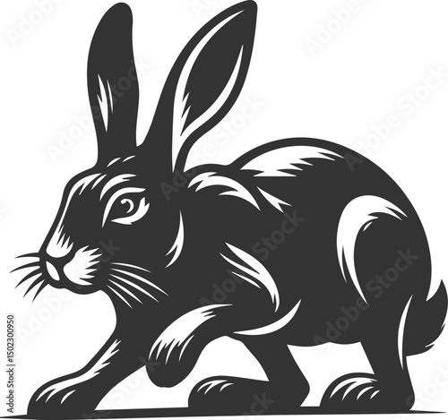 Cute animal hare rabbit vector drawing silhouette